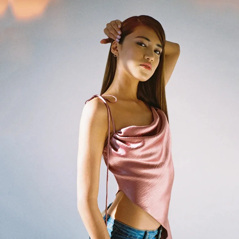 

y2k Aesthetic Women 2021 Gothic Clothes Sling Tank Top Sexy 2020 Summer Fashion Solid Color Camisole Satin Vintage Blouse
