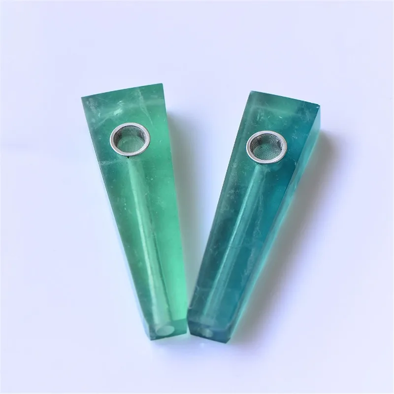 Натуральный красивое зеленое флюоритовый кварц с украшением в виде кристаллов