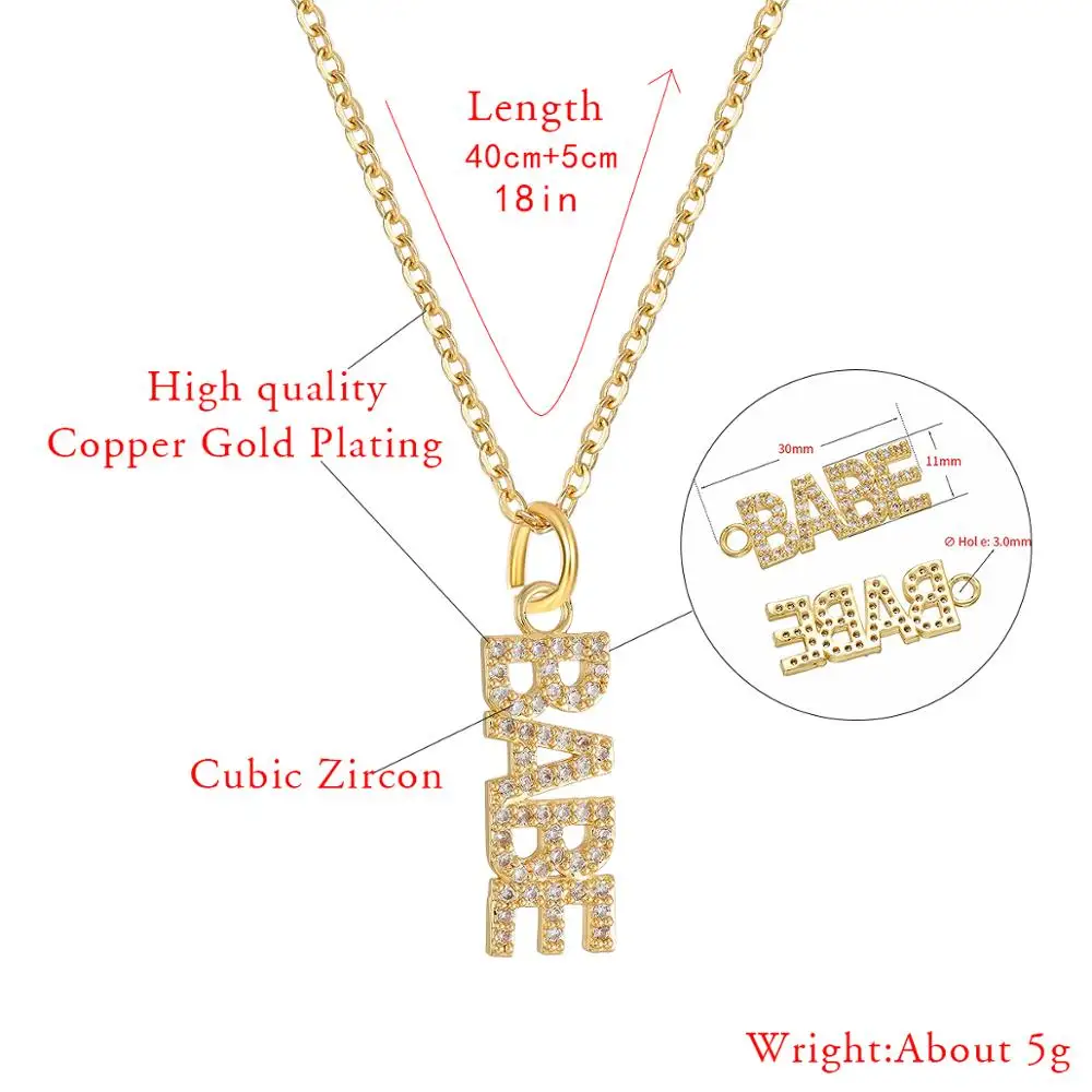 Cute Babe English Letter Necklace Gold Color Chain Cubic Zirconia Letter Pendant Necklace Women Birthday Party Jewelry Gift 2022 images - 6