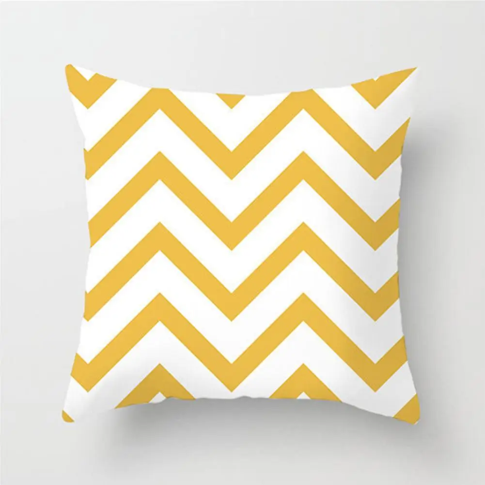 

Yellow Geometric Pillowcase Office Car Seat Backrest About 45*45cm Cover Cushion Pillow Sofa Z3N7