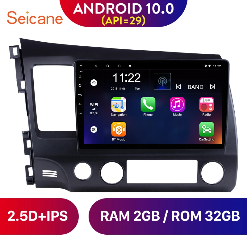 Мультимедийный проигрыватель Seicane для Honda Civic 8 10 1 0 2005 2006 2007 2008 2009 2010