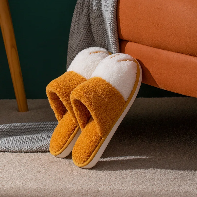 

Новинка; Хлопковые тапочки; Сезон осень-зима; Женские домашние тапочки с милым когтями и плюшевой подкладкой; Теплые домашние тапочки с мягкой подошвой для мужчин