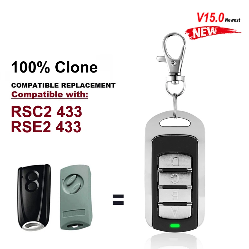 Garage Commmd HORMANN Ecostar RSC2 433 RSE2 Garage Door Remote Control Clone Ecostar Rolling Code 433.92MHz Duplicator V15.0