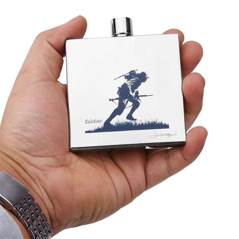 Фляга мини-солдат из нержавеющей стали 304 портативная фляжка с зеркасветильник 2