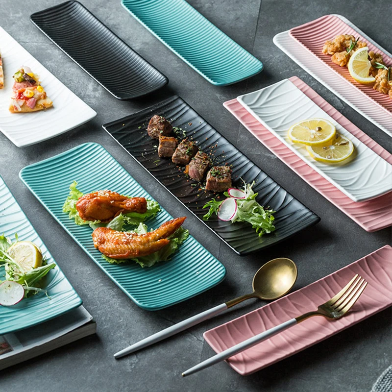 Керамическая тарелка для суши прямоугольный десертный поднос закусок рыбный