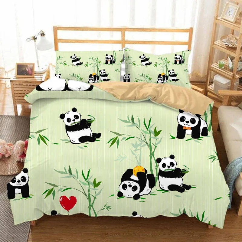 

Cartoon Bedding Set Luxury Panda Duvet Cover Set with Pillowcase Set Children Full Size Duvet Cover Bed