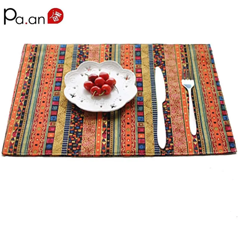 Китайские Искусственные льняные коврики для стола 30x40 см красная полоса