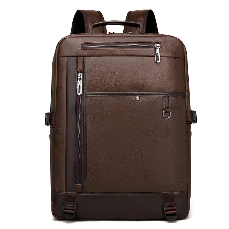 

Pu Leather Men Back Pack Vintage USB Charging Men's Backpack Large Capacity