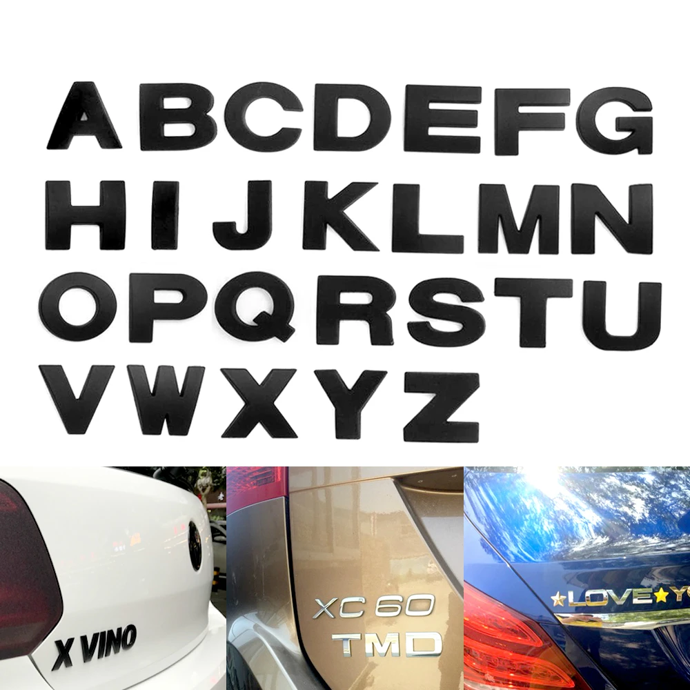 3D металлический алфавит Серебряный значок хромированные серебряные буквы цифры