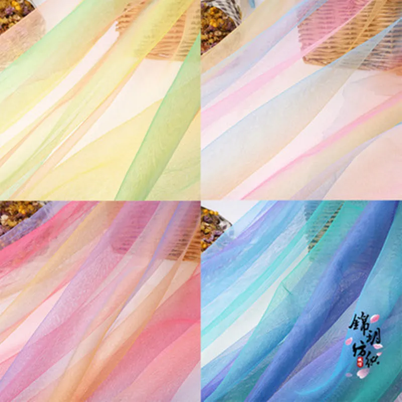 

1 M Gradient Rainbow Tulle African Fabric DIY Baby Shower Tulle Skirt Tablecloth Chair Belt Wedding Christmas Party Decorations