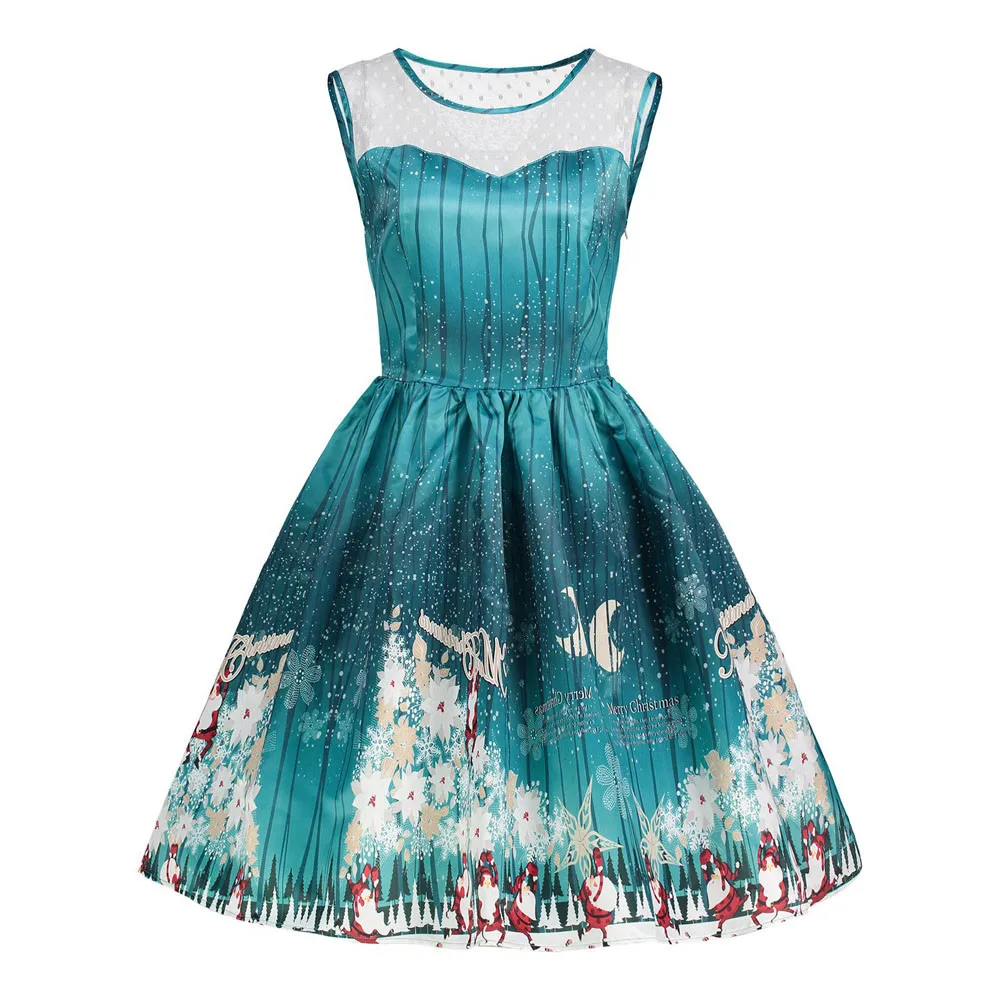 Платье для женщин женские платья vestidos de Christmas снежный Санта Клаус винтажная