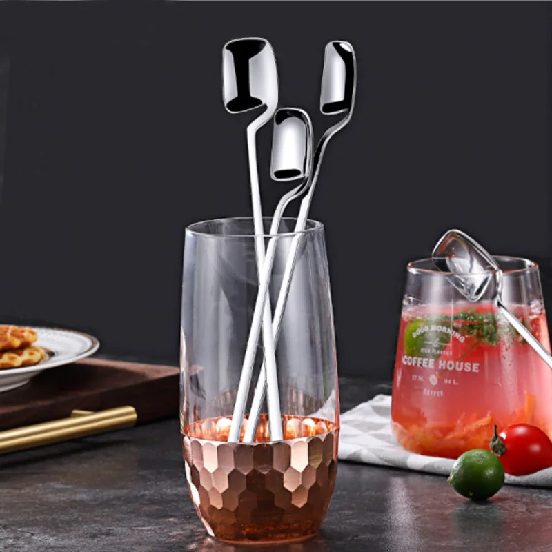 2 шт. высокое качество квадратная ложка для сока скелет с длинной ручкой