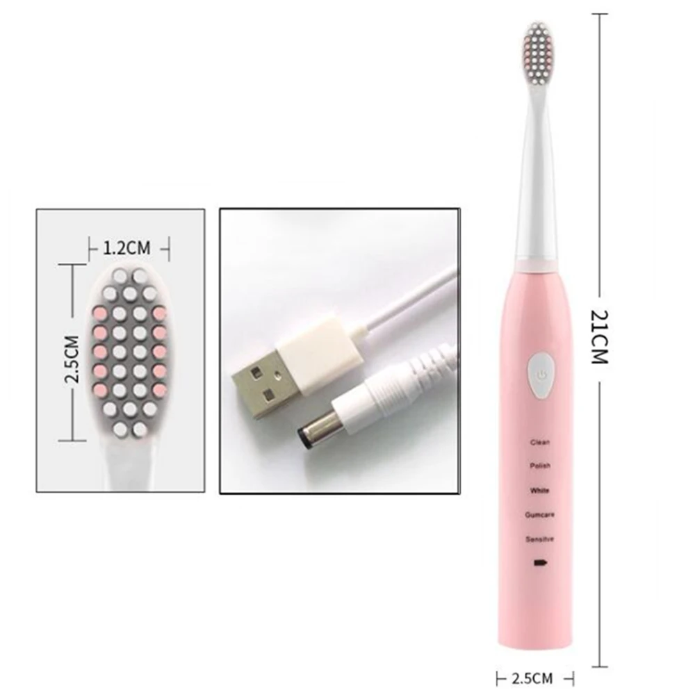 

Smart Sonic Electric Toothbrush Ultrasonic Automatic Tooth Brush 5 Gears USB Rechargeable Adult Tooth Brush Waterproof Washable