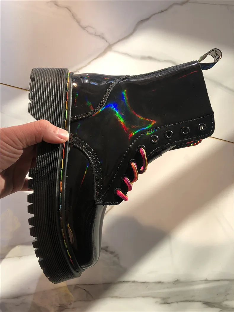 Ботинки из натуральной кожи женские ботинки Dr. В байкерском стиле martin на шнуровке