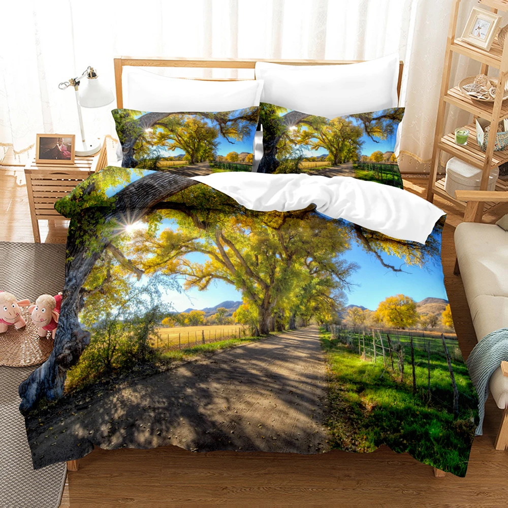 

Комплект постельного белья Beauty Tree Road, односпальный Комплект постельного белья, двуспальный, Королевский размер, с рисунком дерева, дороги, н...