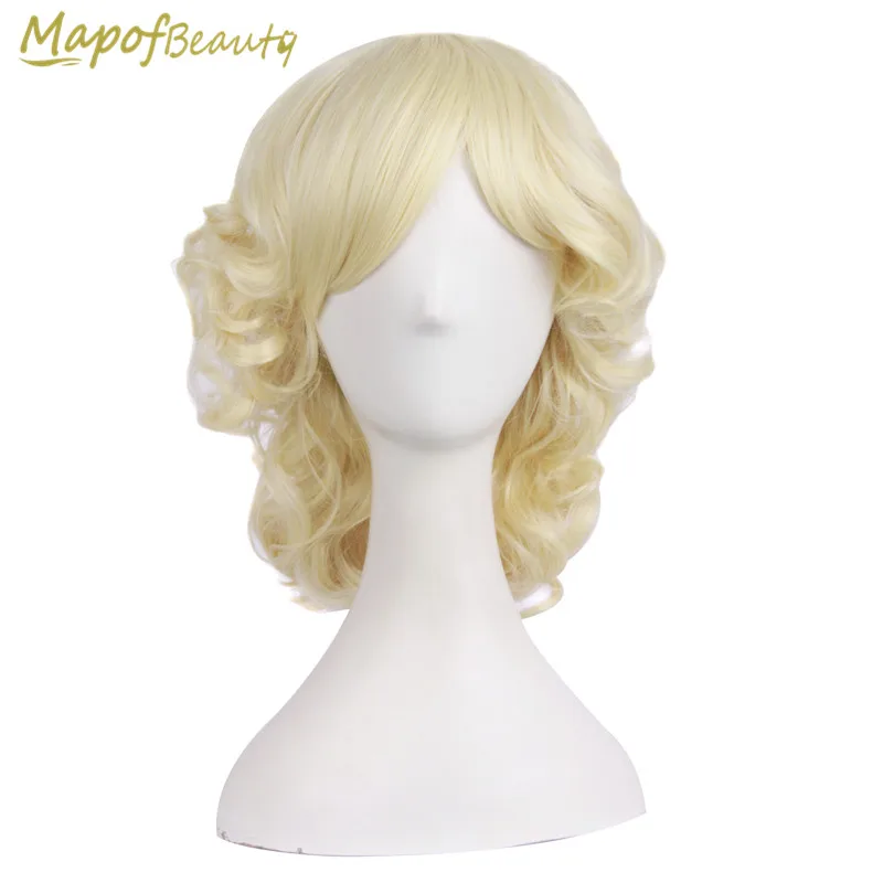 MapofBeauty 14 &quotКороткие вьющиеся коричневый Золотой Синий темно серый жаропрочные