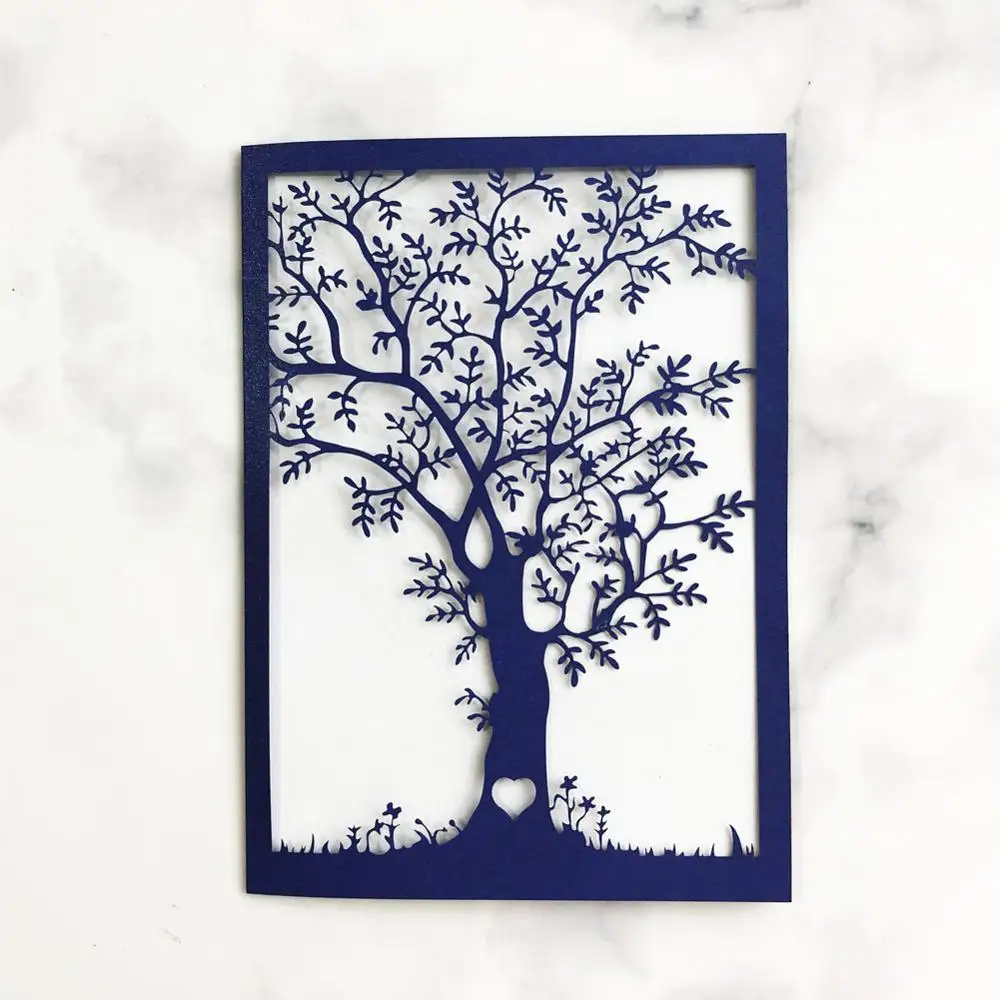 

35pcs/lot Hot Sale Wedding Invitation Cards Universal Laser Cut The Tree Pattern Earth Day Grand Event Invitation Cards
