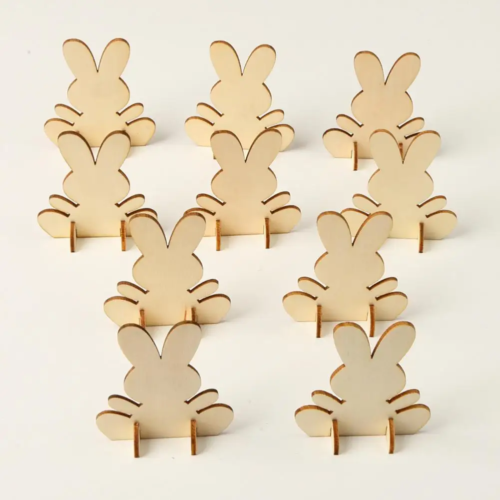 

10 Pcs Wooden Slices Smooth Wooden Rabbit Adorable DIY Unfinished Pieces