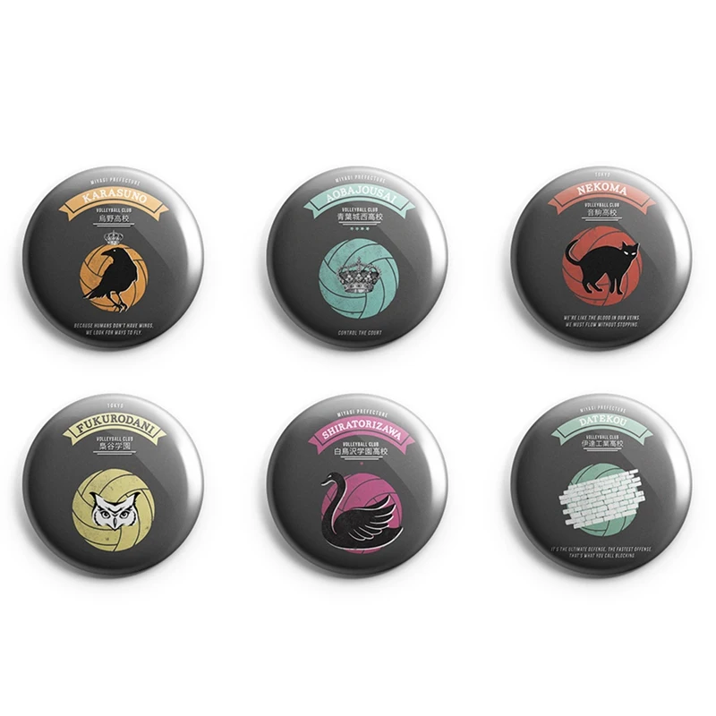 

6pcs/set Anime Haikyuu!! Cosplay Party Pin Button Brooch Japan Anime Collection Badge For Backpacks Clothes
