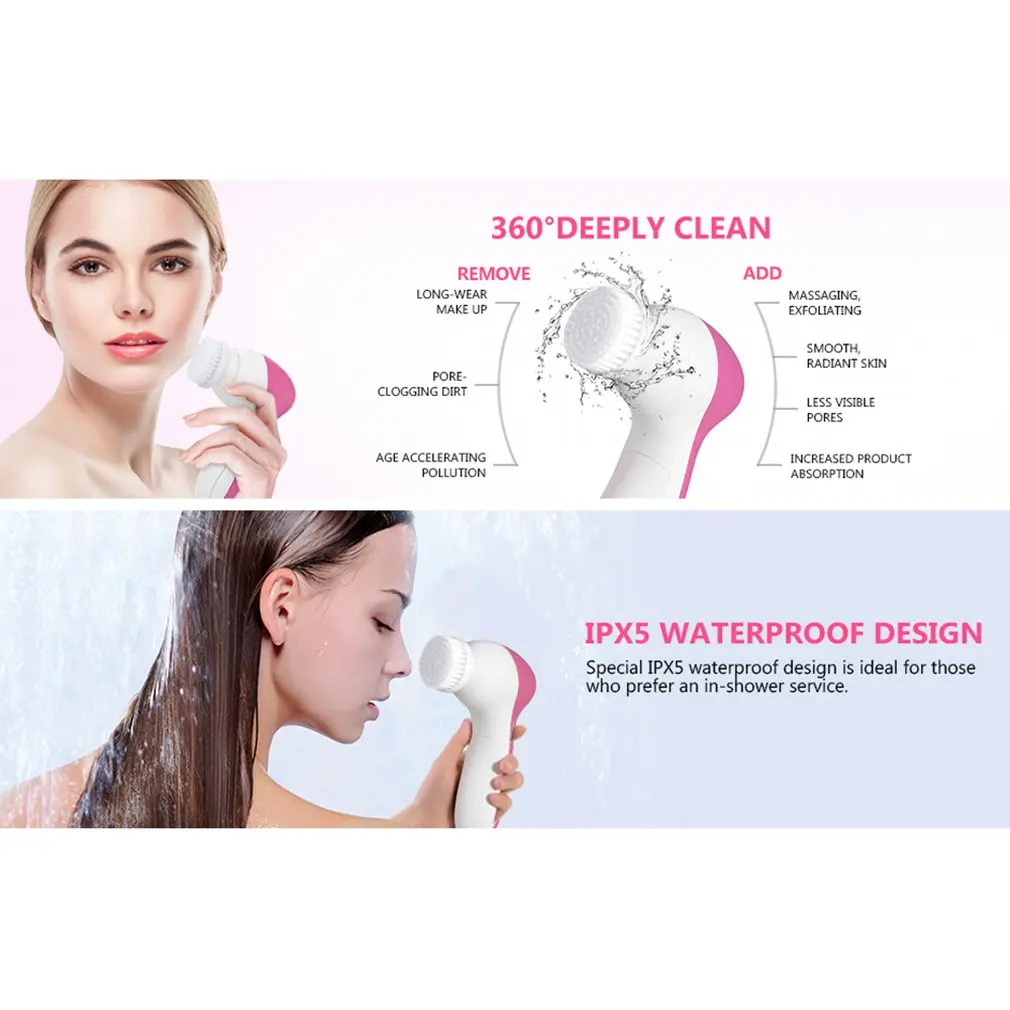 

Portable 8-in-1 Facial Brush Cleansing System Massager Face Cleanser Brush with 8 Brush Heads Electronic Cleansing Brush
