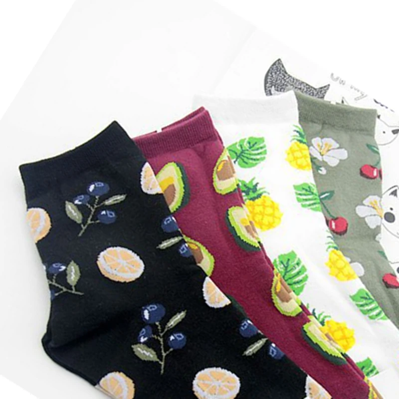 Короткие носки для взрослых с изображением Свежих Фруктов лимона авокадо ананас