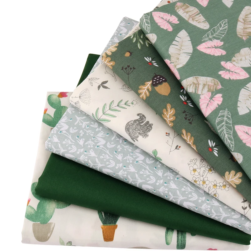 Nanchuang 6pcs/lot Green Floral Fabric Diy Handmade Sewing Quilting Fat Quarters Patchwork Cloth For Baby Children 40x50cm | Дом и сад