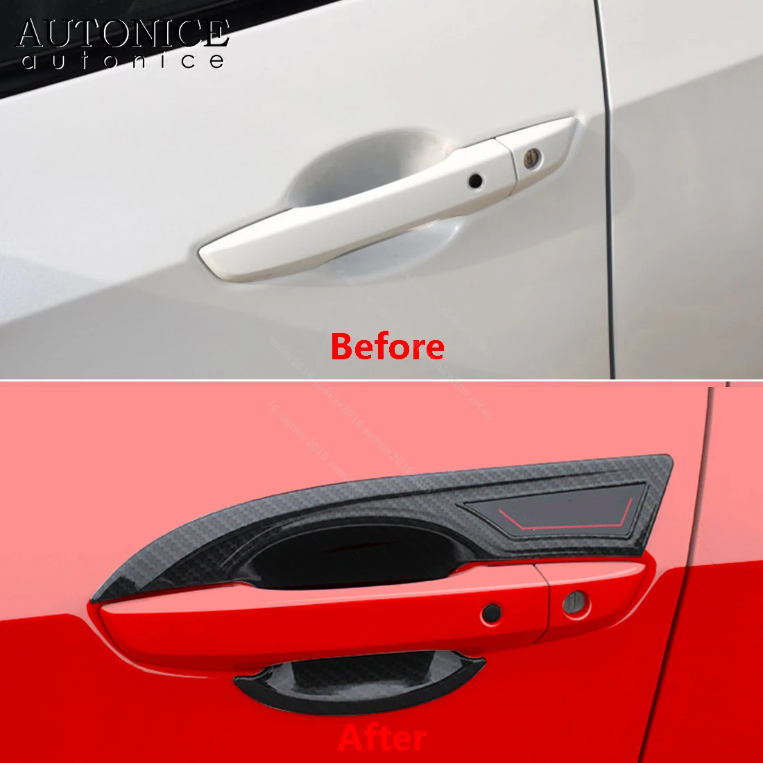 Цветная внешняя дверная ручка из углеродного волокна декоративная накладка