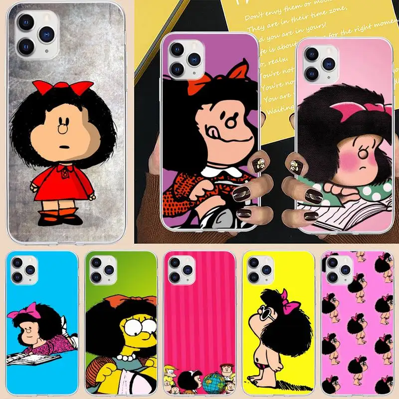 

Cartoon Cute Mafalda Phone Case For iPhone 6 7 8 Plus 11 12 ProMax X XR XS Max SE Soft cover