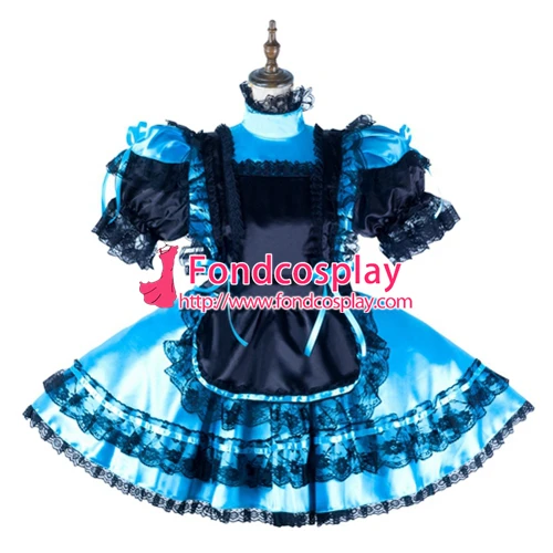 

Sissy maid satin dress lockable Uniform cosplay costume Tailor-made[G2181]