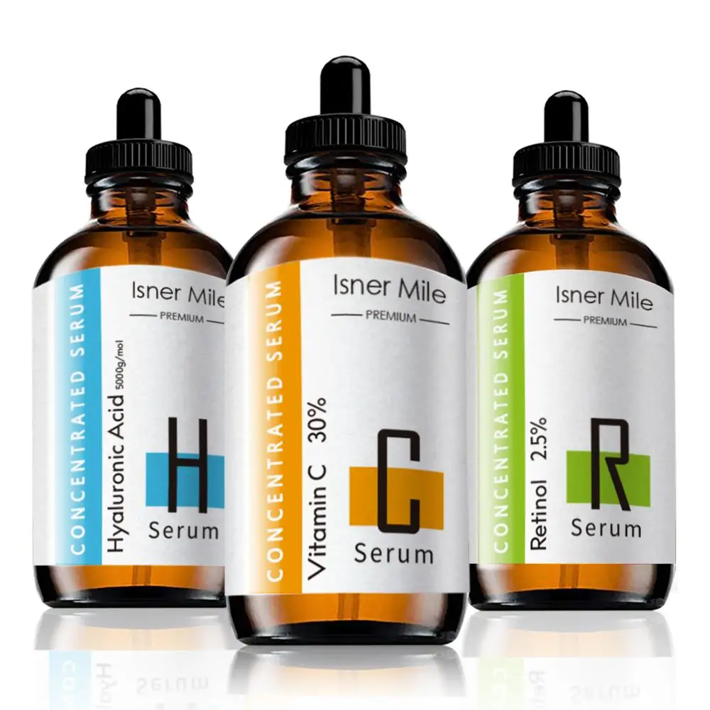 

ISNER MILE антивозрастная Сыворотка Подарочный набор с 30% витамином С, 2.5% ретинол, 5000 г/моль Гиалуроновая кислота сыворотка, сыворотка для лица н...