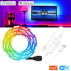 1-3 м Wi-Fi контроллер USB 5 В светодиодная подсветка RGB SMD 5050 музыкальная Гибкая полоса свет Tuya Smart TV подсветильник КА для Alexa Google Home