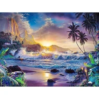 gatyztory diy painting by numbers kits for adults sunset seaside landscape oil paints kits handpainted diy framed artcraft