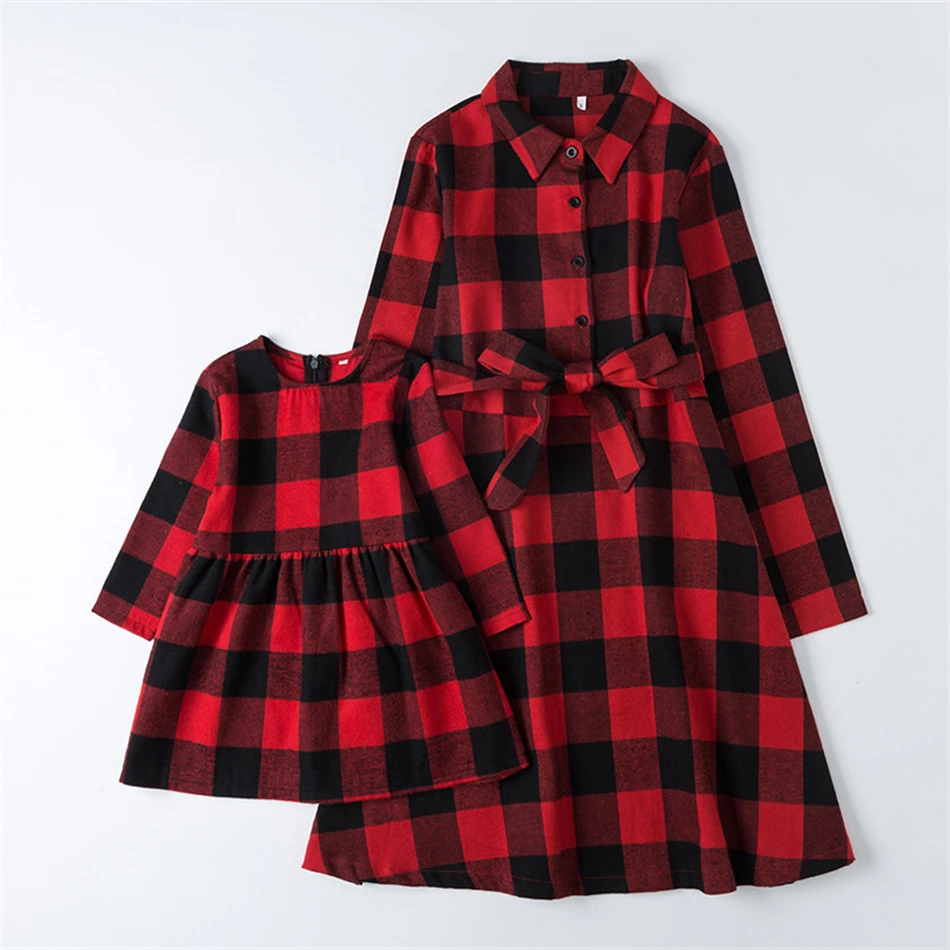 aliexpress.com - Plaid Mother Daughter Dresses Spring Family Matching Outfits Look Mommy and Me Clothes Mom Baby Girls & Woman Christmas Dress