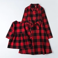 plaid mother daughter dresses spring family matching outfits look mommy and me clothes mom baby girls woman christmas dress