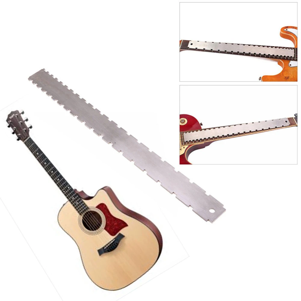 

Guitar Neck Notched Ruler Fret Fingerboard Straight Edge Repairing Tool Stainless Steel Notched Rulers Guitar Accessories