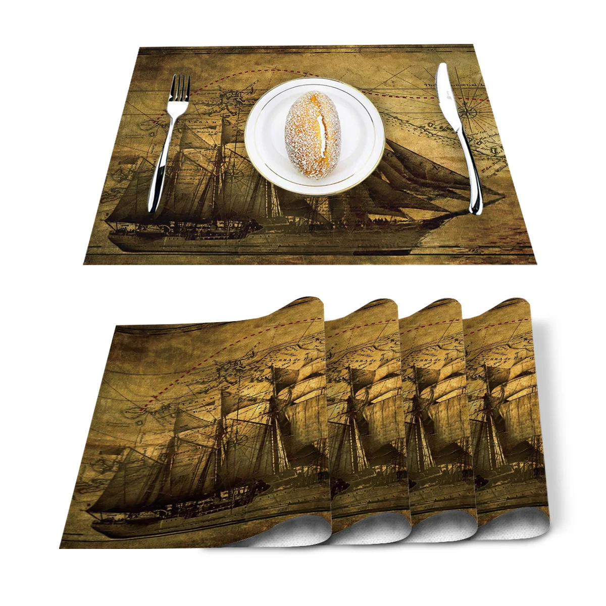 Винтажный Вояж путешествия карта салфетка моющаяся хлопок лен скатерть коврик