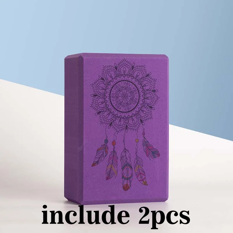 purple-Feather Am yoga EVA блоки для йоги из пеноматериала кирпич черный Растяжка помощь тренажерный зал Пилатес для занятий фитнесом, для спорта тела - Цвет: purple-Feather