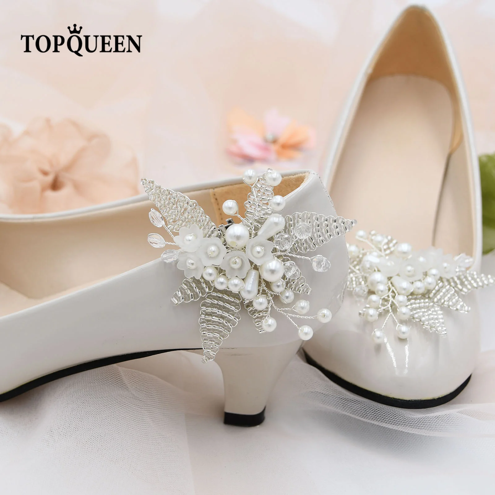 

TOPQUEEN Shoe Clips Wedding Buckles Decorations Luxury Fashion Pearls Rhinestone Butterfly Accessories-X07