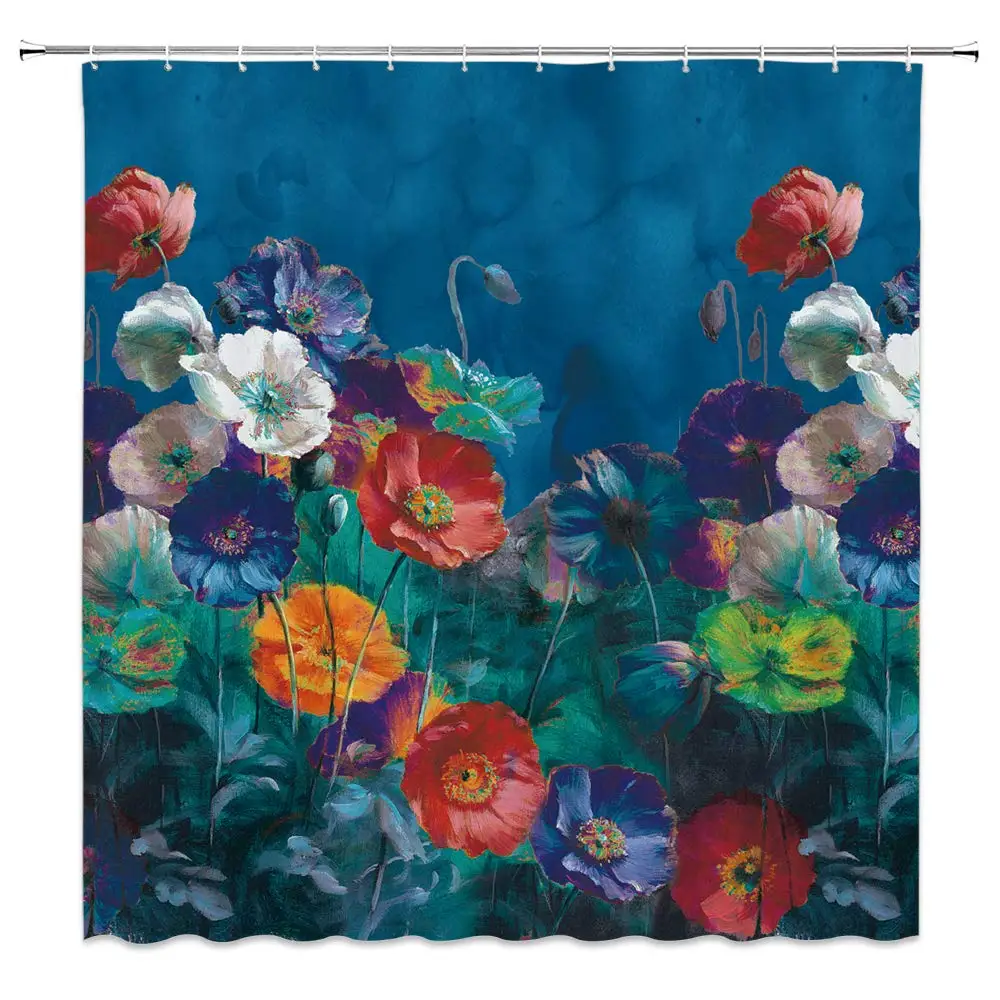 

Красивые нежные цветочные занавески в романтическом стиле для ванной комнаты синие темно-синие