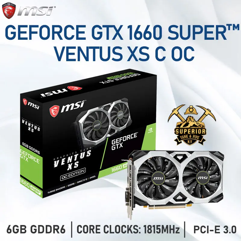 

MSI MINING Raphic Card GeForce GTX 1660 SUPER VENTUS XS C OC 6GB GDDR6 Graphics Cards 192bit HDCP DVI GPU MINER ETH Video Card