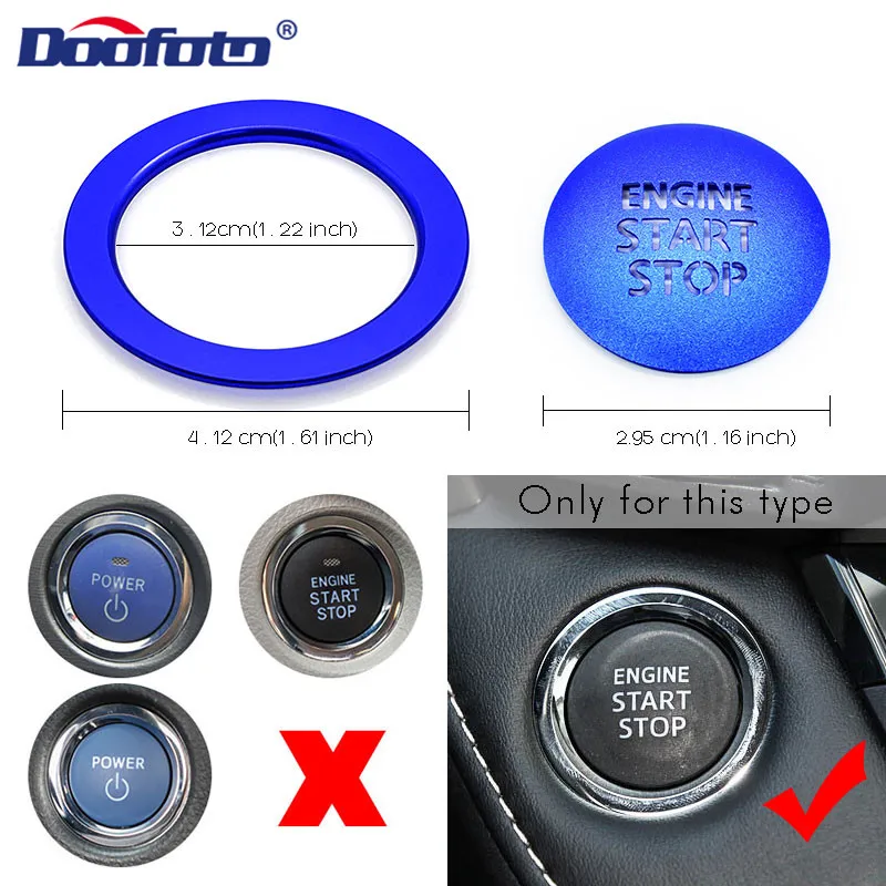 Doofoto Автомобильная кнопка пуска стоп крышка кольцо Наклейка для Toyota Corolla CHR Camry GT86