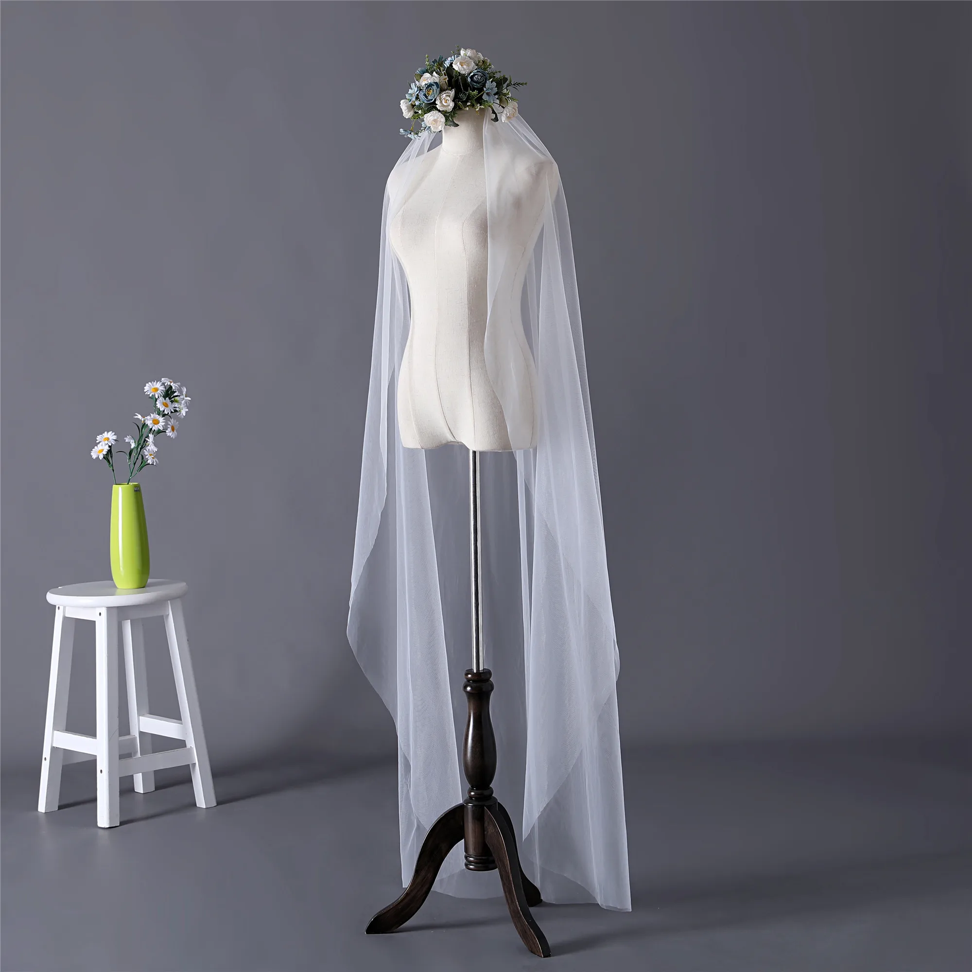 Erosebridal Новое поступление собора 3 ярда невесты вуаль жемчужина и Кристалл бисером Вуаль свадебная белая длинная вуаль Индивидуальный размер