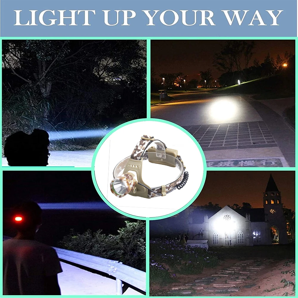 

New Arrival LED Headlight T6 Waterproof Headlamp Rechargeable Head Lamp Lantern Camping Hiking Fishing Light Use 18650 Battery