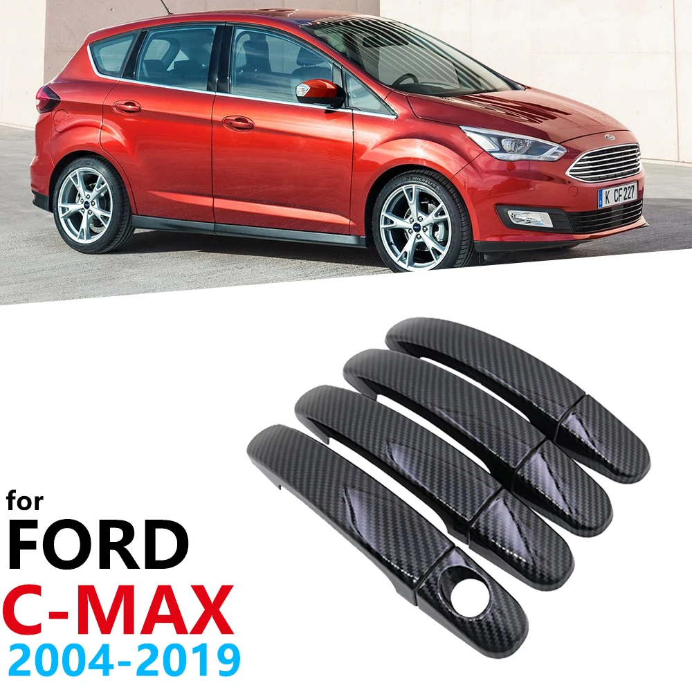 Глянцевые черные ручки из углеродного волокна для защиты двери Ford C MAX NK1 MK2 2004 ~ 2019