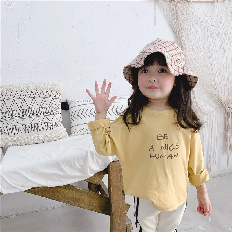 New 2020 Kids Clothes Spring Letter Printed Baby Boys Girls T-shirts Cotton Long Sleeve Tops Children Loose Tees | Детская одежда и