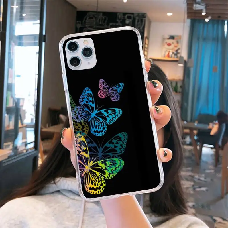 

Butterfly art animal color Phone Case Transparent soft For iphone 5 5s 5c se 6 6s 7 8 11 12 plus mini x xs xr pro max
