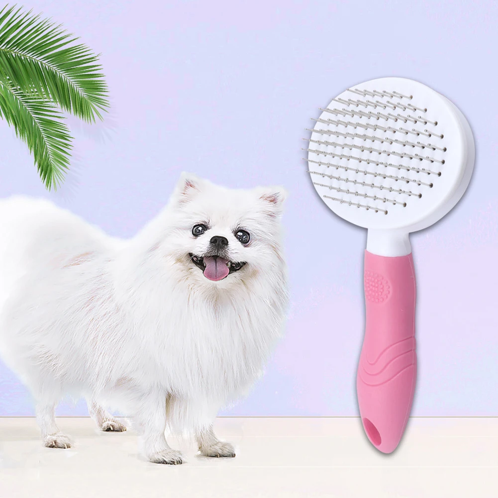 

Stainless Steel Needle Pet Comb One Button Automatic Cat Hair Removal Trimmer Furniture Sofa Clothes Cleaning Lint Brush