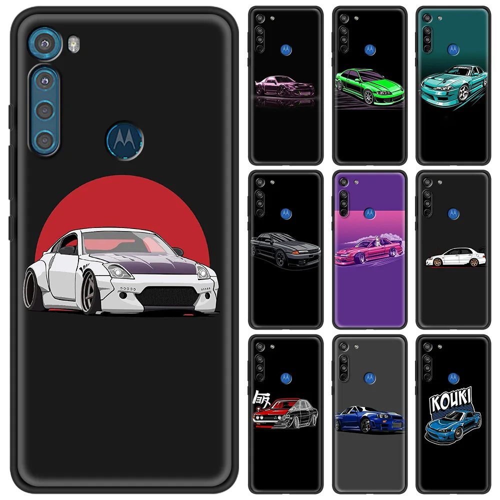 Case for Motorola G8 G9 Power G Stylue G10 G30 Play Lite One Fusion Hyper E6S Edge Plus Soft Coque Cartoon JDM Drift Car Cat