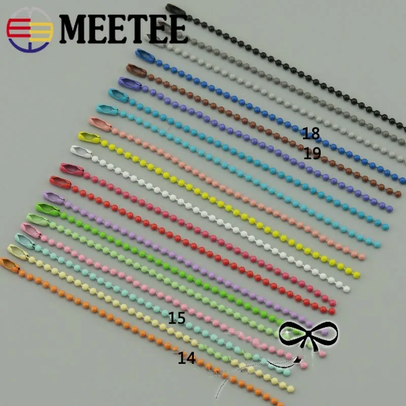 

Meetee 100pcs 2.4mmx12cm Ball Metal Chain Beading Ball DIY Jewelry Handmade Bags Key Chains Buckle Colorful Accessories AP501