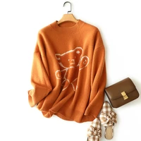 100 cashmere sweater women casual style 3 colors loose pullover sweatshirt o neck long sleeves new fashion